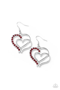 Double the Heartache - Red Earrings