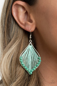 Pulling At My HARP-strings - Green Earrings